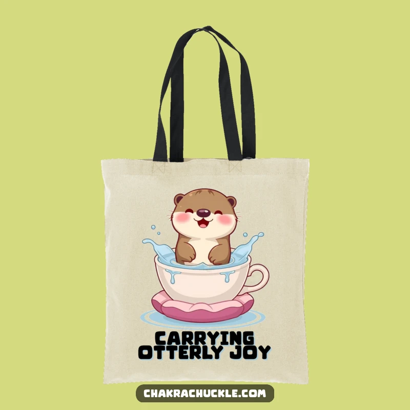 Funny Happy Otter Tote Bag: Carry Your Essentials with Playful Charm