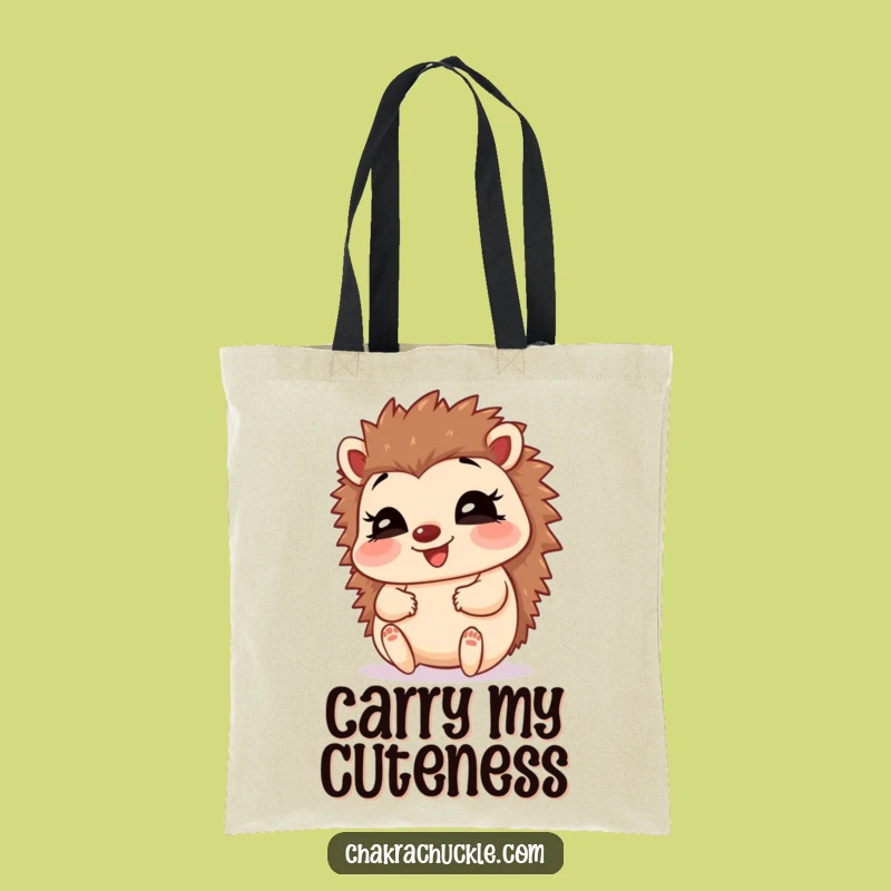 Funny Hedgehog Baby Pose Tote Bag: Giggling Friend Carryall for Happiness