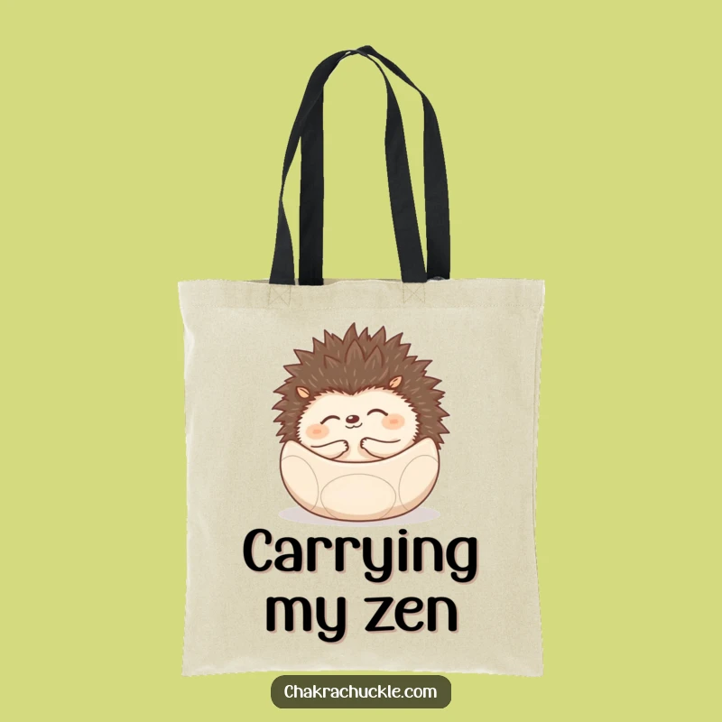 Funny Hedgehog Tote Bag - Carry Your Zen With This Peaceful Ball Art