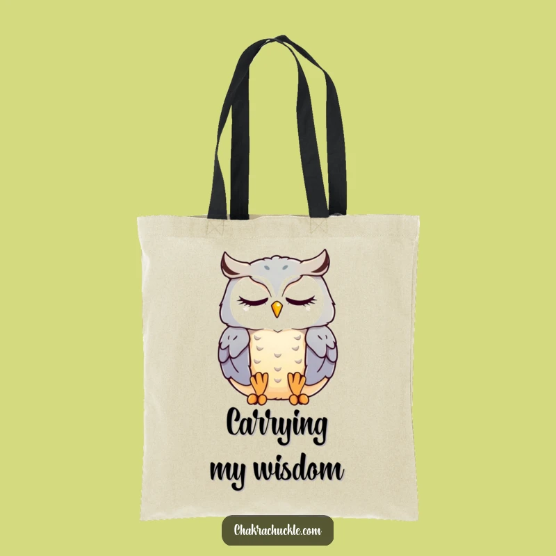 Funny Meditating Owl Tote Bag: Kawaii Bird Zen, Perfect Carry-All Gift