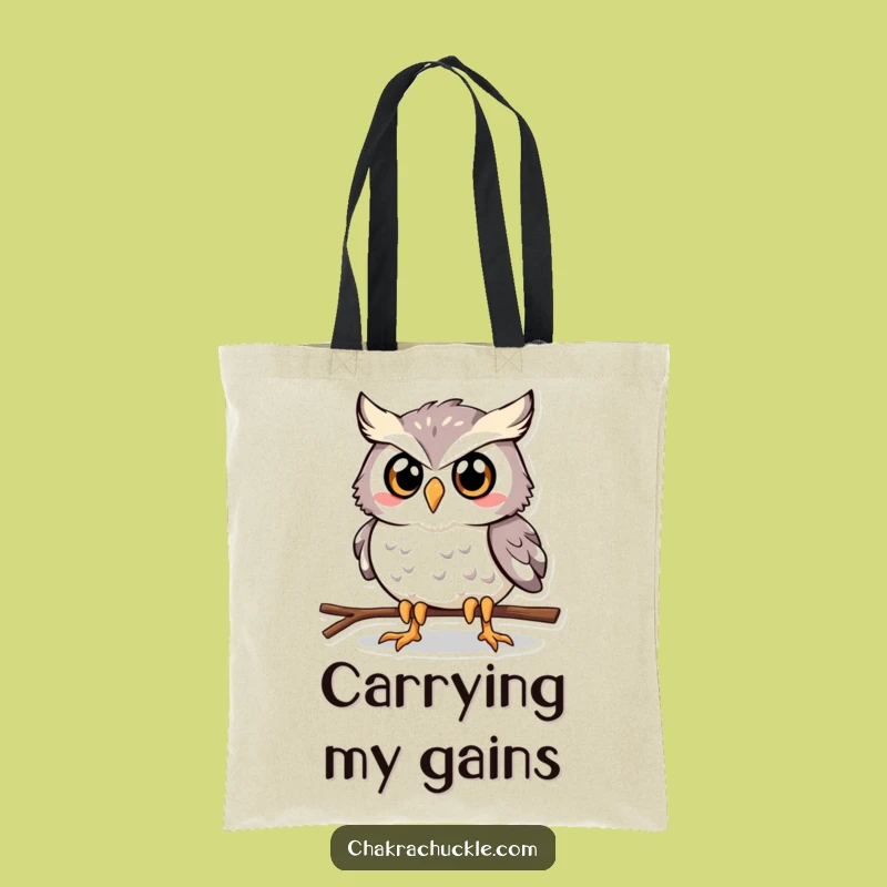 Funny Owl Plank Tote Bag: Determined Yoga Bird Carryall for Fitness