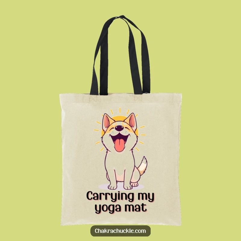 Funny Yoga Dog Tote Bag: Happy Pooch Panting After Sun Salutation, Eco-Friendly Gift!