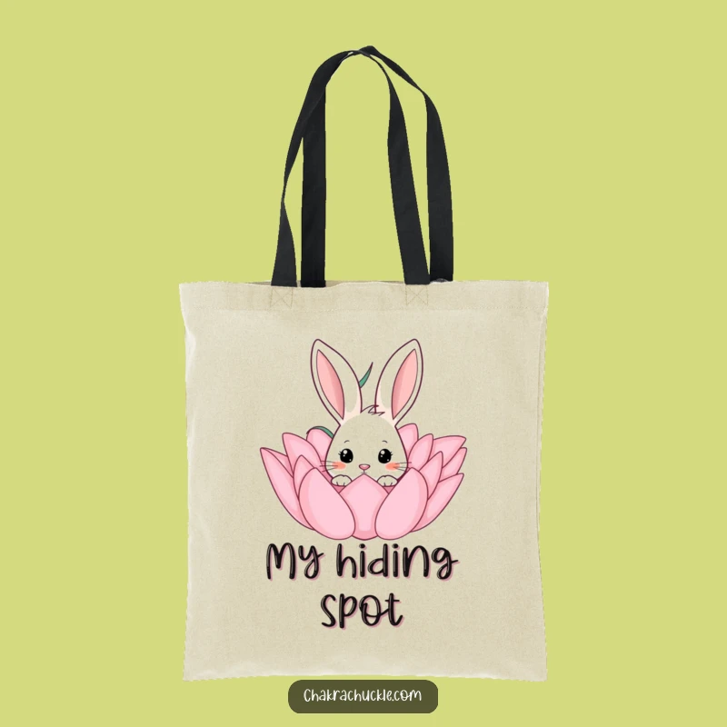 Funny Curious Rabbit Lotus Tote Bag - Stylish & Practical Eco-Friendly Bag